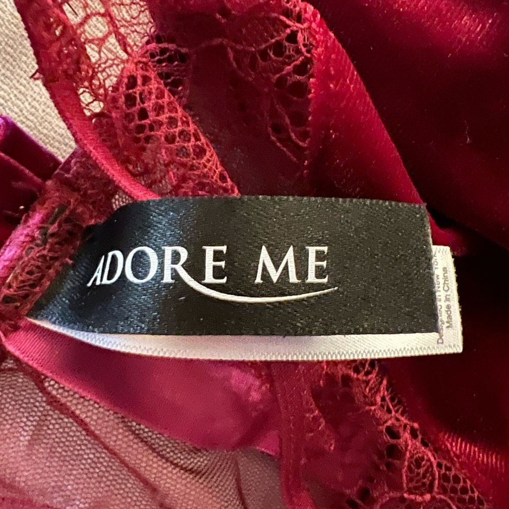 NWOT Adore Me Burgundy Sheer Babydoll - Picture 2 of 9